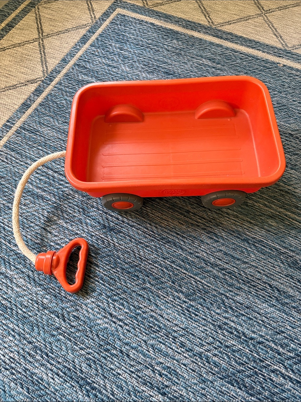 Kids Orange Green Toys Pull Wagon with Rope Handle